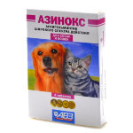 Азинокс д/собак и кошек против ленточн. гельм-в, 6 таб (1т/10кг)