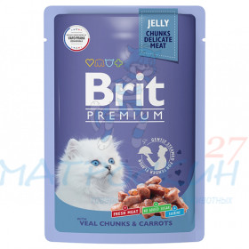 Brit Premium пауч 85гр д/котят Jelly Телятина/Морковь/Желе