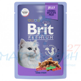 Brit Premium пауч 85гр д/кош Jelly Треска/Желе