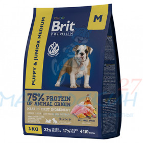 Brit Premium д/щен Puppy&Junior M д/сред пород Курица