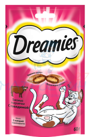 Dreamies лакомство для кошек подушечки с говядиной  