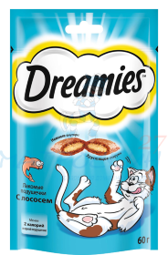 Dreamies лакомство для кошек подушечки с лососем