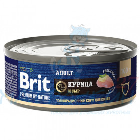 Brit Premium by Nature конс 100гр д/кош Adult Курица/Сыр