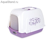 Туалет PetInn Space Cat DecoLine фиолетовый 52,5х39х40см