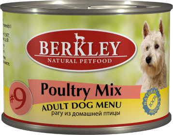 Berkley-Беркли консервы для собак Рагу из домашней птицы (#9) 200гр