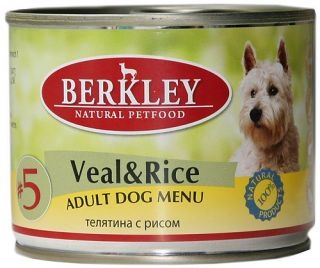Berkley-Беркли консервы для собак Телятина с рисом (#5) 200гр