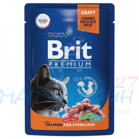 Brit Premium пауч 85гр д/кош Gravy кастр/стерил Лосось/Соус