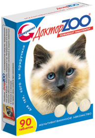Доктор ZOO Витамины "Здоровый иммунитет" для кошек Водоросли 90 таб.