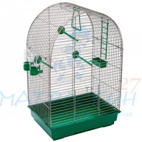 Eco Клетка д/птиц Кеша (поилка, кормушка, жердочки) бирюзовая 42*30*65см 