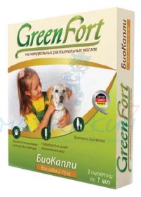 Green Fort БиоКапли от блох д/мелких собак 1 пипетка