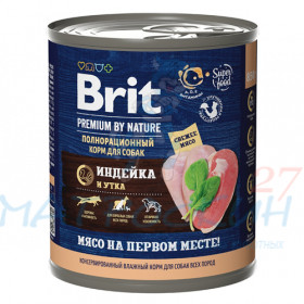 Brit Premium by Nature конс 850гр д/соб Индейка/Утка 