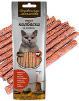 "ДЕРЕВЕНСКИЕ ЛАКОМСТВА" для кошек - мясные колбаски из курицы 8шт*80 гр