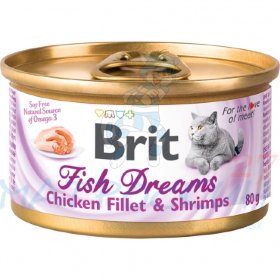 Brit Fish Dreams конс 80гр д/кош Куриное филе/Креветки 