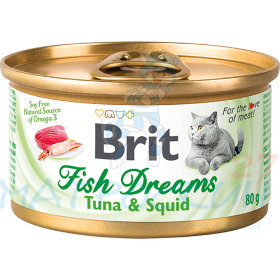 Brit Fish Dreams конс 80гр д/кош Тунец/Кальмар 
