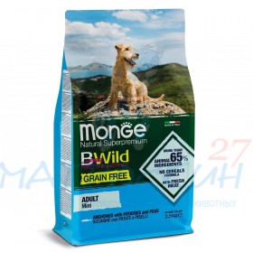 Monge Dog BWild GRAIN FREE Mini беззерновой корм из утка с картофелем для взрослых собак мелких пород 2,5кг
