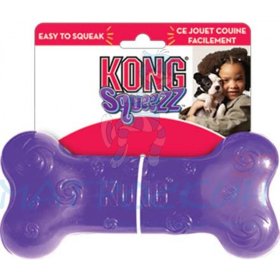 Kong игрушка для собак Сквиз Косточка 15 см средняя резиновая с пищалкой