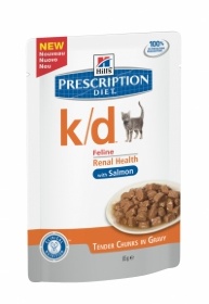 Паучи Хиллс Prescription Diet k/d Feline для кошек, Лечение заболеваний почек и сердца, профилактика МКБ, 85 г, говядина
