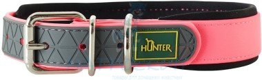 Hunter ошейник для собак Convenience Comfort 55 (42-50 см)/2,5 см биотановый с мягкой горловиной розовый неон